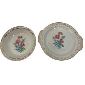 VTG 50s Cosmopolitan Diana Gilded Bowl Platter Set Of 2 USA Grandmacore 8169